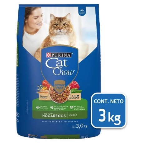 Croquetas para Gato Adulto de Carne 3kg Cat Chow Defense Plus Hogareños