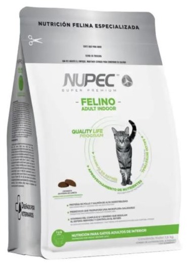 Nupec Felino Adulto Indoor Bolsa 3kg Sabor Pollo Salmon y Arroz